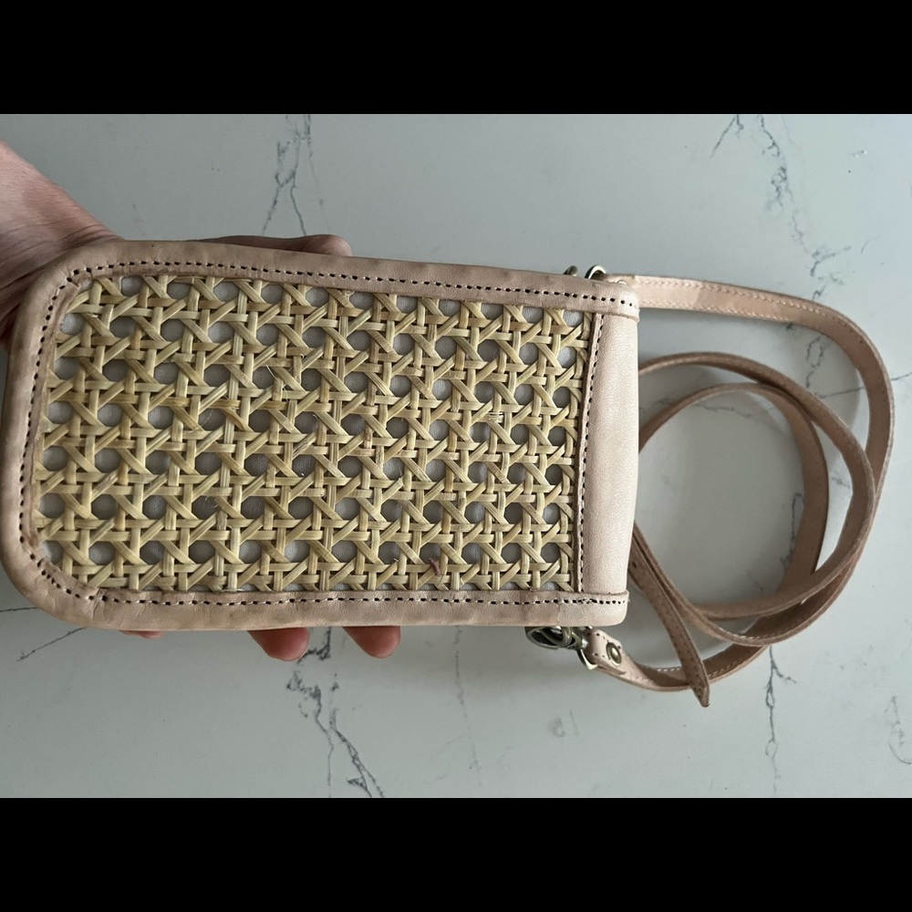 Small Crossbody Purse Leather Rattan Phone Purse Smaller Straw Wicker Purse - Picture 8 of 14